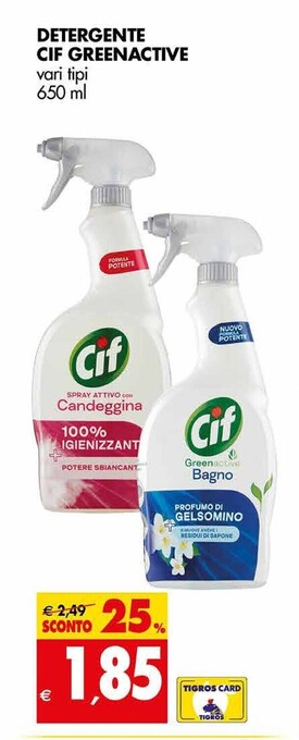 Tigros Cif detergente greenactive offerta