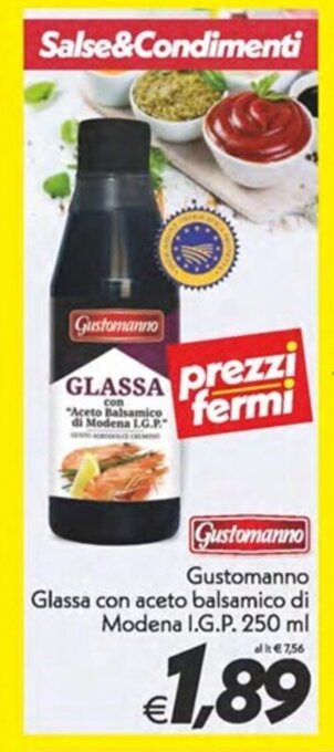 Iper Super Conveniente Gustomanno Glassa con aceto balsamico di Modena I.G.P. 250 ml offerta