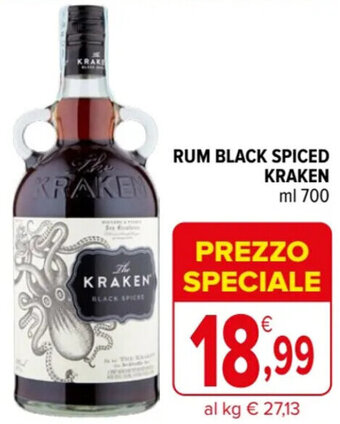 Iperal RUM BLACK SPICED KRAKEN ml 700 offerta