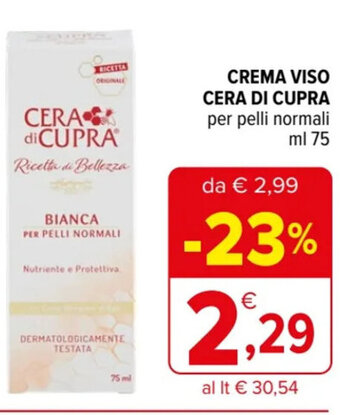 Iperal CREMA VISO CERA DI CUPRA ml 75 offerta
