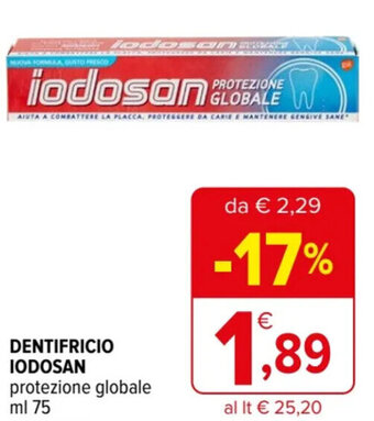 Iperal DENTIFRICIO IODOSAN protezione globale ml 75 offerta