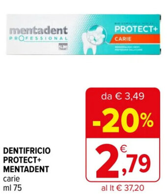 Iperal DENTIFRICIO PROTECT+ MENTADENT carie ml 75 offerta