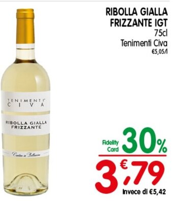 RIBOLLA GIALLA FRIZZANTE IGT Tenimenti Civa 75 cl