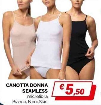 Orizzonte CANOTTA DONNA SEAMLESS microfibra Bianco, Nero Skin offerta