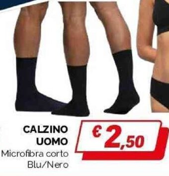 Orizzonte CALZINO UOMO Microfibra corto Blu/Nero offerta
