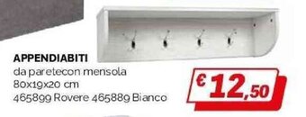 APPENDIABITI da paretecon mensola 80x19x20 cm 465899 Rovere 465889 Bianco