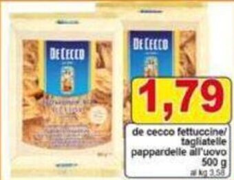 Pewex de cecco fettuccinel tagliatelle pappardelle all'uovo 500 g offerta