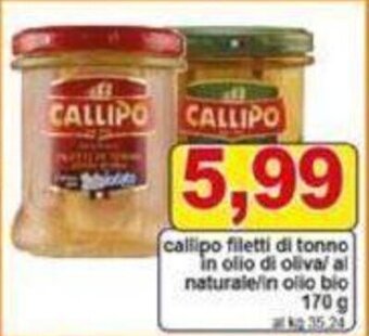 Pewex callipo filetti di tonno in olio di olival al naturale in olio bio 170 g offerta