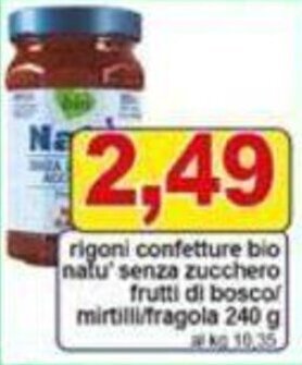 rigoni confetture bio nalu' senza zucchero frutti di bosco 240 g