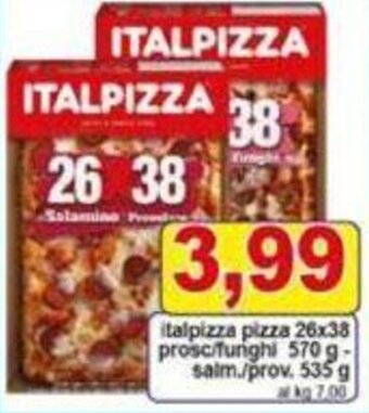 italpizza pizza 26x38 prosc/funghi 570 g- salm./prov. 535 g