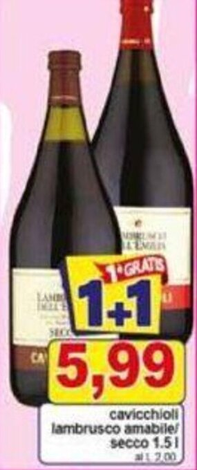 Pewex cavicchioli lambrusco amabile secco 1.5 l offerta
