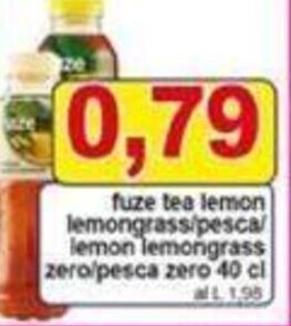 Pewex fuze tea lemon lemongrassipescal lemon lemongrass zero/pesca zero 40 cl offerta