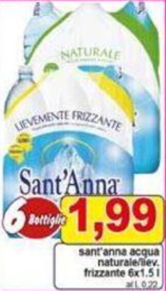 sant'anna acqua naturale/lev. frizzante 6x1.5 l