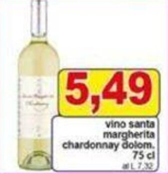 Pewex vino santa margherita chardonnay dolom. 75 cl offerta