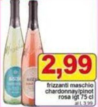 frizzanti maschio chardonnay/pinot rosa igt 75 cl