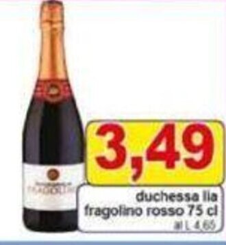 duchessa lia fragolino rosso 75 cl