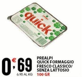 Sisa PREALPI QUICK FORMAGGIO FRESCO CLASSICO/ SENZA LATTOSIO 100 GR offerta