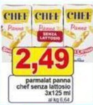 Pewex CHEF parmalat panna chef senza lattosio 3 x 125 ml offerta