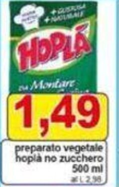 Pewex preparato vegetale hopla no zucchero 500 ml offerta