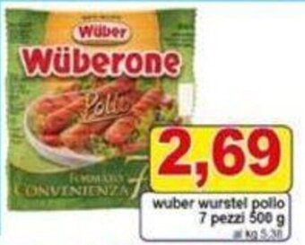 Pewex wuber wurstel pollo 7 pezzi 500 g offerta