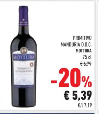 Conad Superstore PRIMITIVO MANDURIA D.O.C. MOTTURA 75 cl offerta