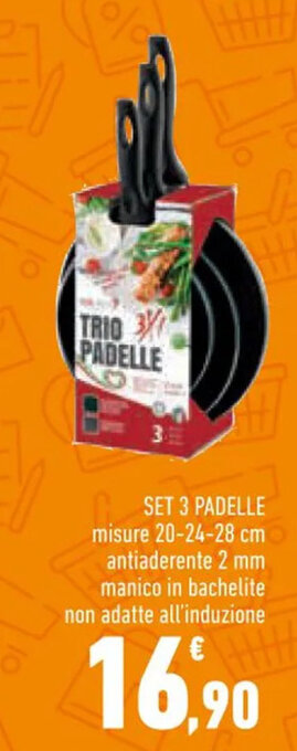 Conad Superstore SET 3 PADELLE 20-24-28 cm offerta