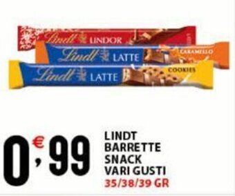 Sisa LINDT BARRETTE SNACK 35/38/39 GR offerta
