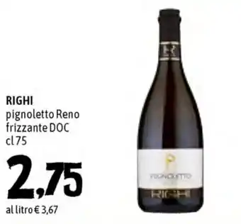 Famila Superstore Righi Pignoletto Reno frizzante DOC 75cl offerta