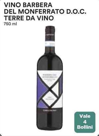 Coop VINO BARBERA DEL MONFERRATO D.O.C. TERRE DA VINO 750 ml offerta