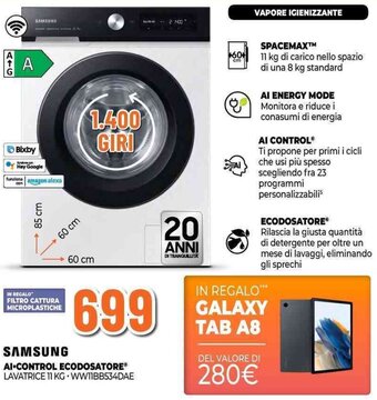 Expert SAMSUNG AI CONTROL ECODOSATORE LAVATRICE 11 KG offerta