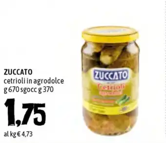 Famila Superstore Zuccato Cetrioli in agrodolce 670g sgocc 370g offerta