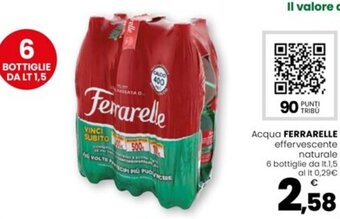 Eurospar Acqua FERRARELLE effervescente naturale 6 bottiglie da It.1,5 offerta