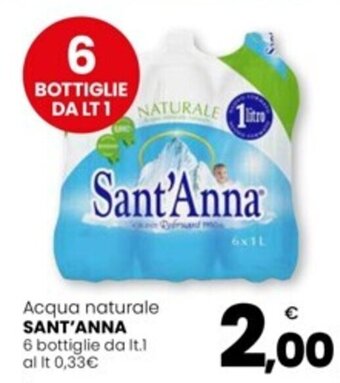 Eurospar Acqua naturale SANT'ANNA 6 bottiglie da It.1 offerta