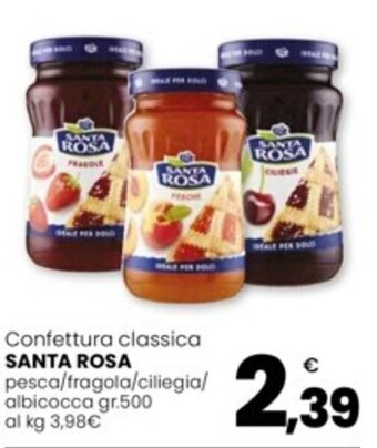 Eurospar Confettura classica SANTA ROSA pesca/fragola/ciliegia/ albicocca gr.500 offerta