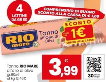 Eurospar Tonno RIO MARE all'olio di oliva gr.80x4 offerta