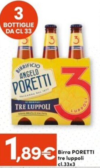 Eurospar Birra PORETTI tre luppoli cl.33x3 offerta
