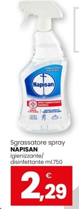 Eurospar Sgrassatore spray NAPISAN igienizzante/ disinfettante ml.750 offerta