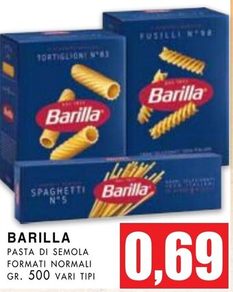 BARILLA PASTA DI SEMOLA FORMATI NORMALI GR. 500