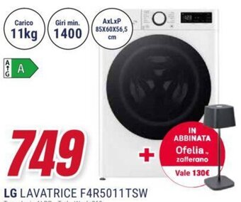 Trony LG LAVATRICE F4R5011TSW offerta