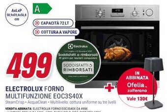 Trony ELECTROLUX FORNO MULTIFUNZIONE EOC3S40X offerta