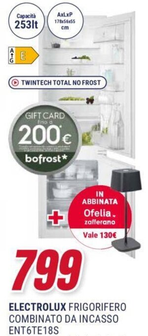 ELECTROLUX FRIGORIFERO COMBINATO DA INCASSO ENT6TE18S