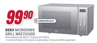 Trony BEKO MICROONDE GRILL MGF23330S offerta