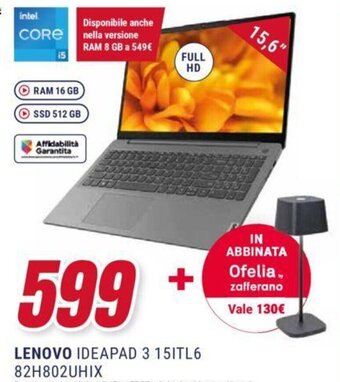 Trony LENOVO IDEAPAD 3 15ITL6 82H802UHIX offerta