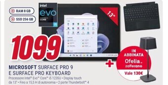 Trony MICROSOFT SURFACE PRO 9 E SURFACE PRO KEYBOARD offerta