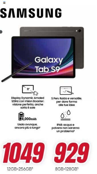Trony Samsung Galaxy Tab S9 12GB+256GB offerta