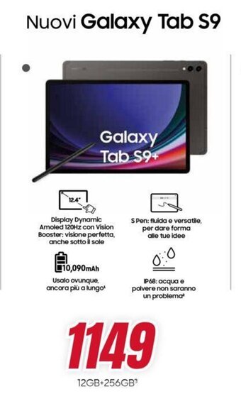 Trony Samsung Nuovi Galaxy Tab S9 12GB+256GB offerta