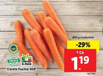 Lidl Carote Fucino IGP 800 g confezione offerta