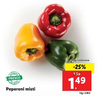 Lidl Peperoni misti 500g confezione offerta