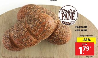Lidl Pagnotta con semi 750 g confezione offerta