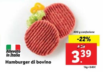 Lidl Hamburger di bovino 400 g confezione offerta
